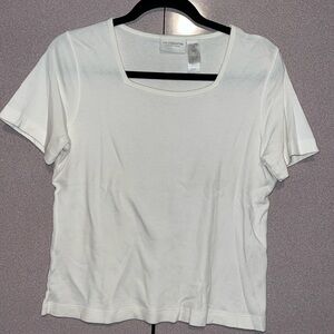 Liz Claiborne petite short sleeve white cotton shirt